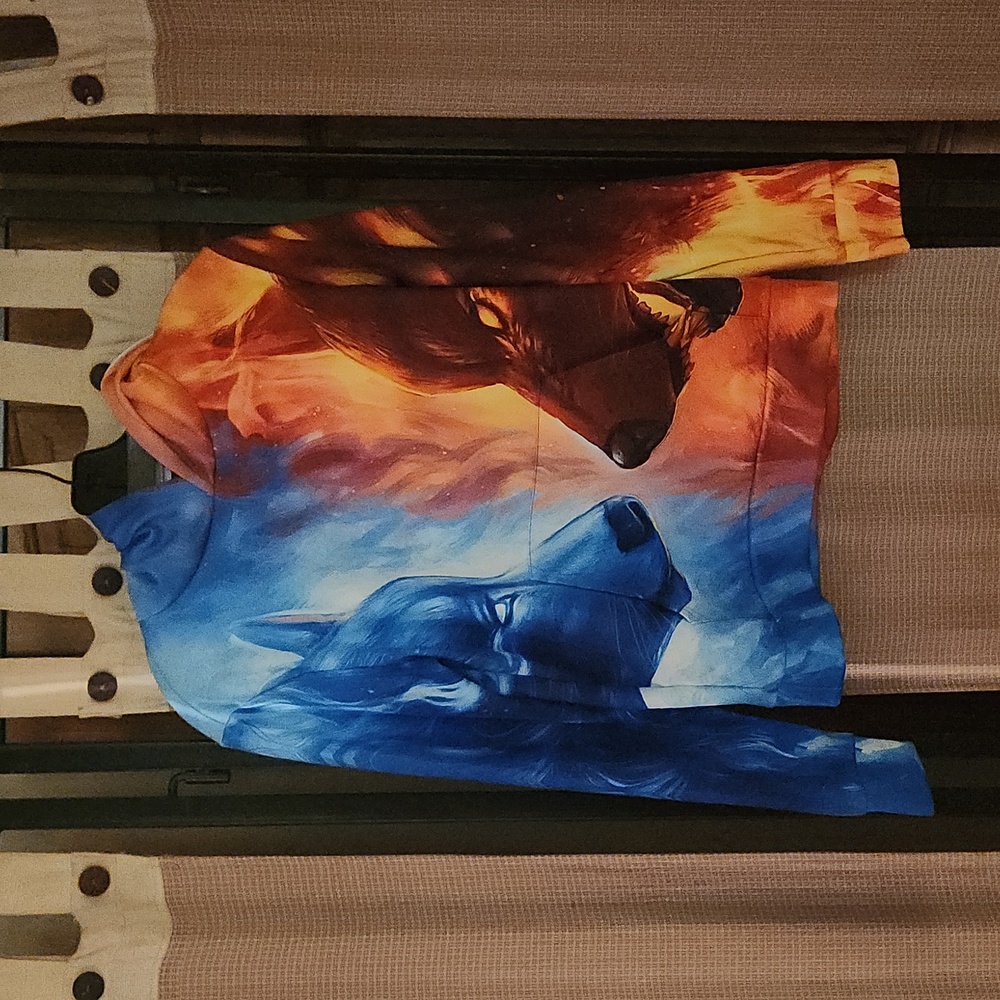 Cosplay 3D Fire and Ice Wolk Hoodie